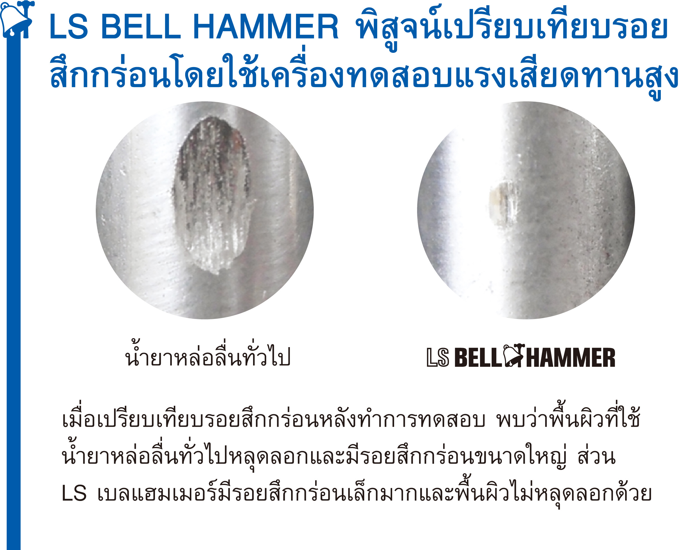 LS BELL HAMMER พิสูจน์เปรียบเทียบรอย สึกกร่อนโดยใช้เครื่องทดสอบแรงเสียดทานสูง